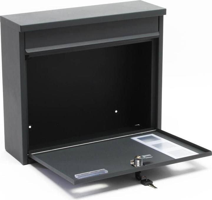 Produktbild Wiltec Briefkasten V12 Anthrazit 360x115x320mm Schloss Namensschild Postkasten