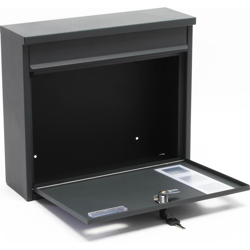 Thumbnail - Wiltec, Briefkasten, Briefkasten V12 Anthrazit 360x115x320mm Schloss Namensschild Postkasten