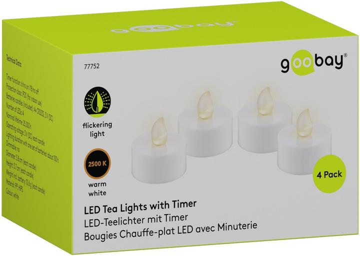 Image du produit Goobay 4er-Set LED-Teelichter mit Timer (4 x)