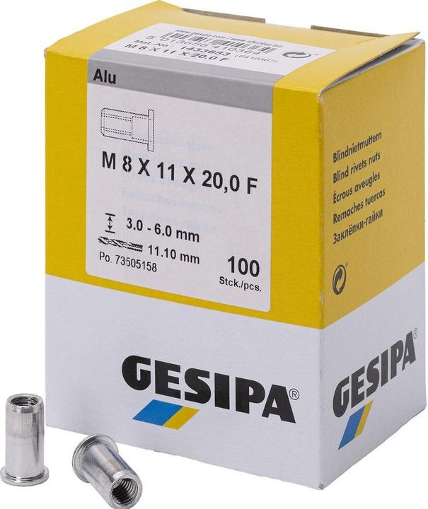Produktbild Gesipa BlindnietmutternM8 11x20,0 Alu