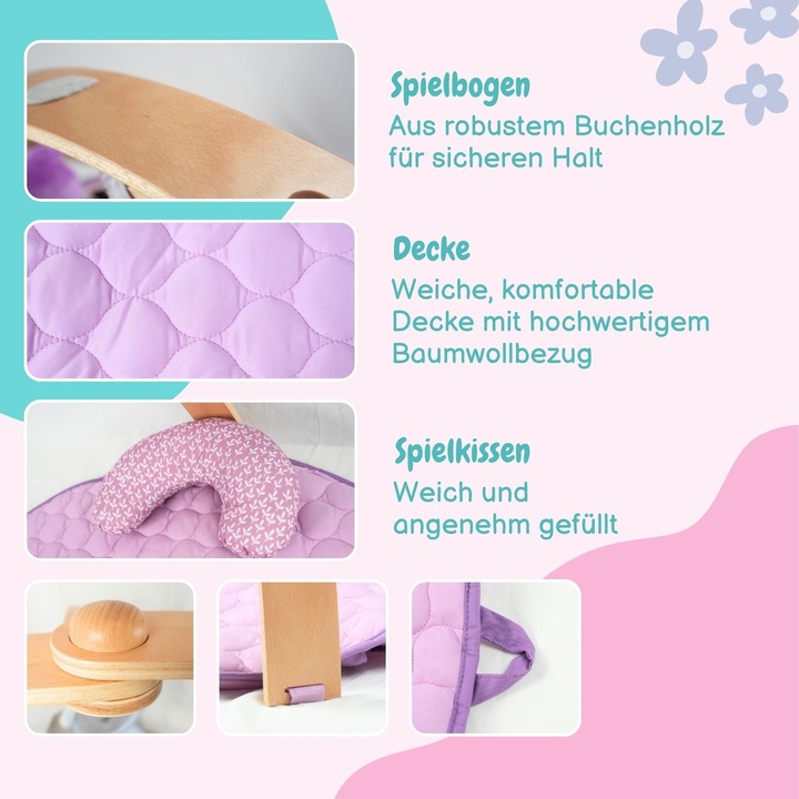 Immagine prodotto Hermex Baby-Spielmatte Spieldecke Krabbeldecke mit Spielbogen Activity Decke