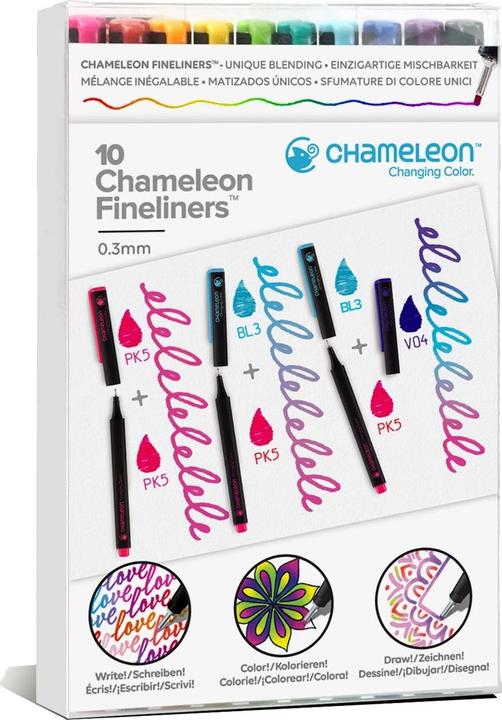 Chameleon Fineliner Changing Color (Gelb, Hellblau, Schwarz, Türkis, Violett, Orange, Rot, Blau, Grün, Pink, 10 x)
