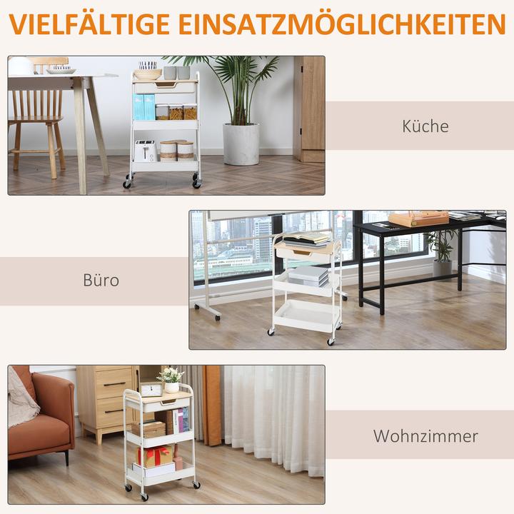 Actual product image Homcom Rollwagen Stahl, Kunststoff Weiss