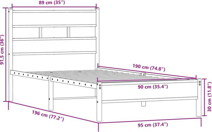 Image du produit vidaXL Bettgestell (90 x 190 cm)