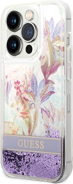 Actual product image Guess GUHCP14XLFLSU iPhone 14 Pro Max 6.7" fioletowy/purple hardcase Flower Liquid Glitter (Apple iPhone 14 Pro Max)