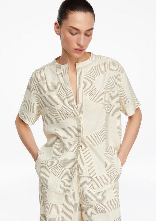 Immagine prodotto Comma Bedruckte Leinen-Lyocell-Bluse mit kurzen Ärmeln (48)