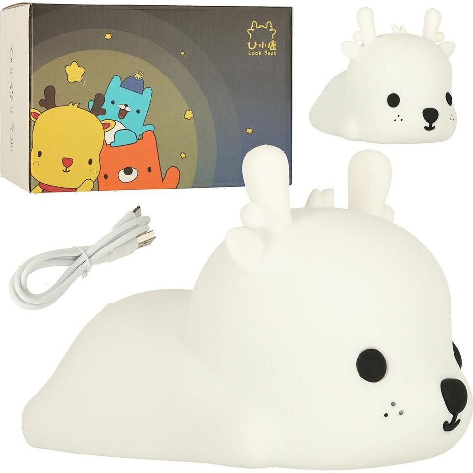 Kik, Nachtlicht, Silikon-Nachtlicht für Kinder 8 LED USB weiss Hirsch