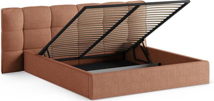 Actual product image Micadoni Boucle Storage Bed with Headboard, "Eric", Peach, 225x230x104 Made in Europe (140 x 200 cm)