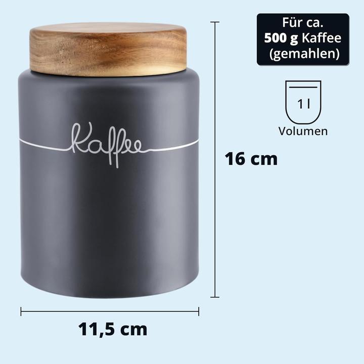 Actual product image KHG Luftdichte Kaffeedose mit Holzdeckel (1 l)