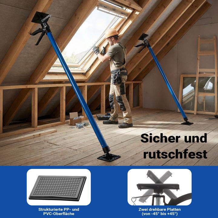 Actual product image Wiltec Ceiling support 115-290cm 30kg Steel assembly support One-handed support Construction support (2900 mm)