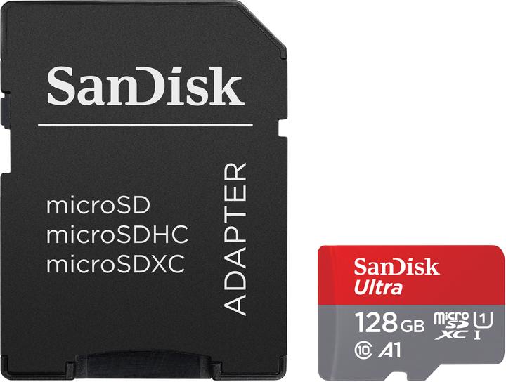 SANDISK Ultra mit Adapter (128 GB, microSDXC, U1, UHS-I)