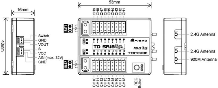 Image du produit FrSky TD-SR18 2,4 GHz/868 MHz