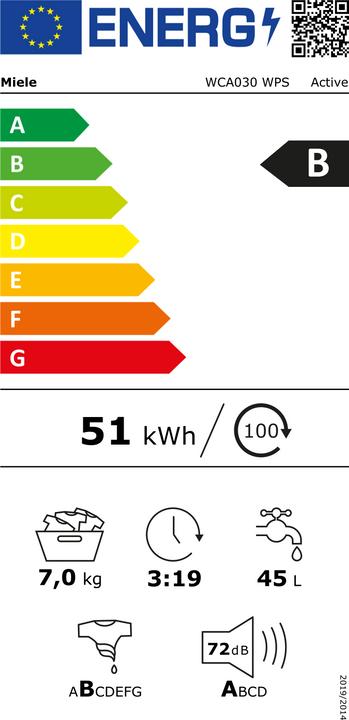 Energie-Label Miele WCA030WPS (7 kg, Rechts)