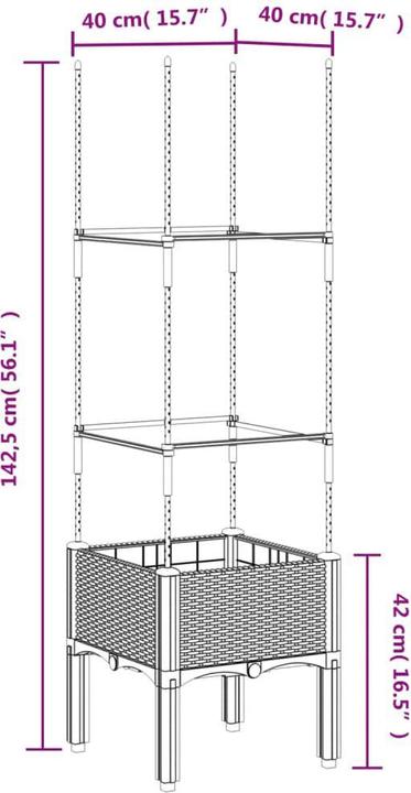 Image du produit vidaXL Bac à plantes avec treillis PP