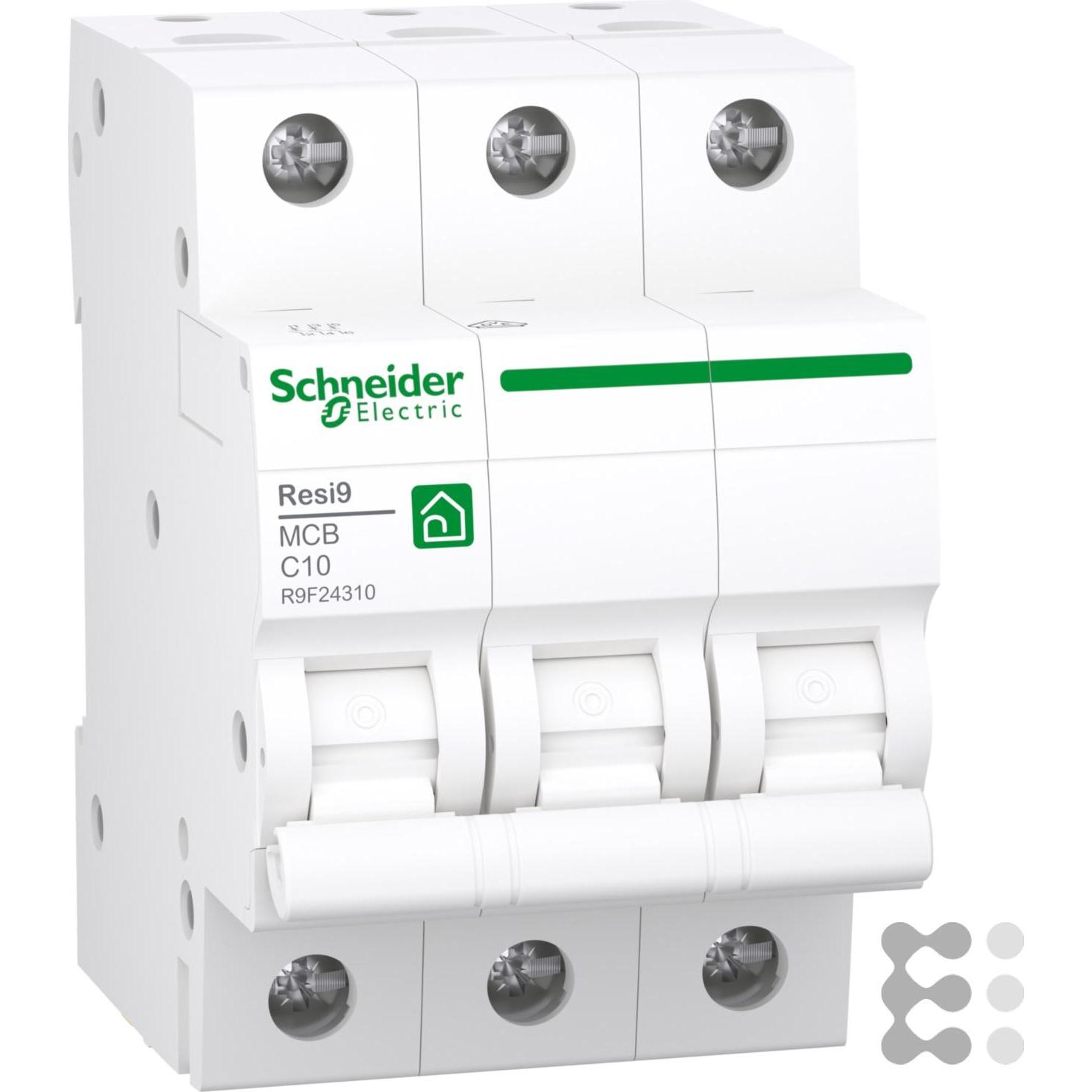 Schneider Electric, Schutzschalter, SE R9F24310 Leitungsschutzschalter Resi9 3P, 10A, C Charakteristik, 6kA