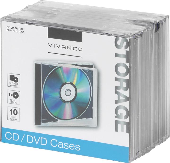 Image du produit Vivanco Bo?tier CD Jewel pour un CD, pack de 10, noir