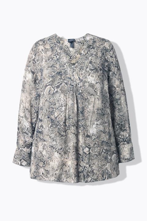 Immagine prodotto Ulla Popken Tunica con design pitonato, scollo a V e maniche lunghe (60)