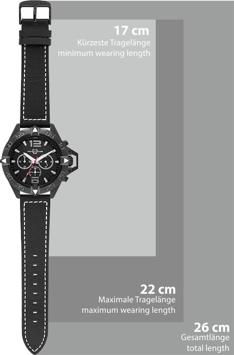 Image du produit Spears & Walker Montre à quartz pour homme Varus II en cuir véritable noir - 23250 (Chronographe, 50 mm)