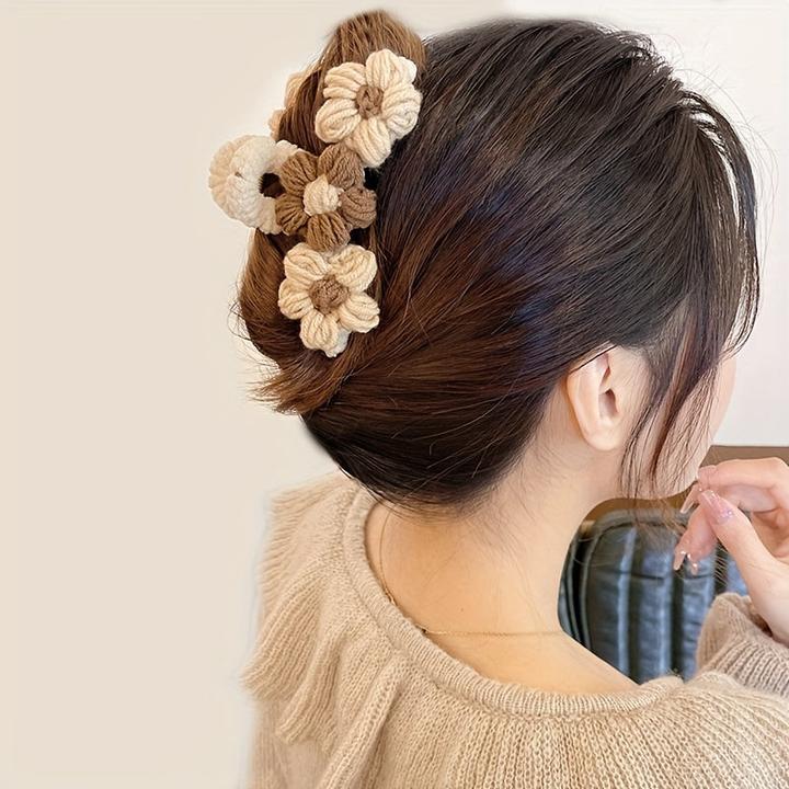 Produktbild Activity Board Vintage Blumendekor Haar Kralle Clip, Herbst und Winter gestrickt Hai Clip, Haarschmuck (1 Stk.)