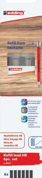 Immagine prodotto Edding 8891 Puntali di ricarica per 8890 HB in confezione blister da 6 pezzi (6 pz., 2.50 mm, HB)