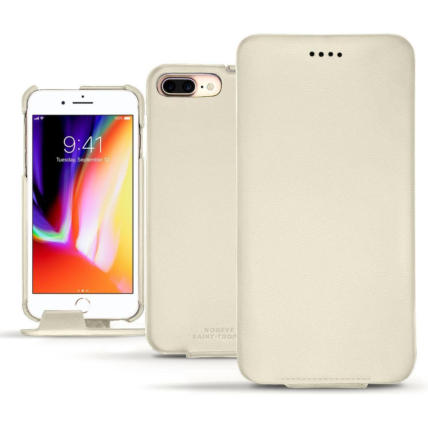 Noreve Lederschutzhülle vertikal (Apple iPhone 8 Plus), Smartphone Hülle, Weiss