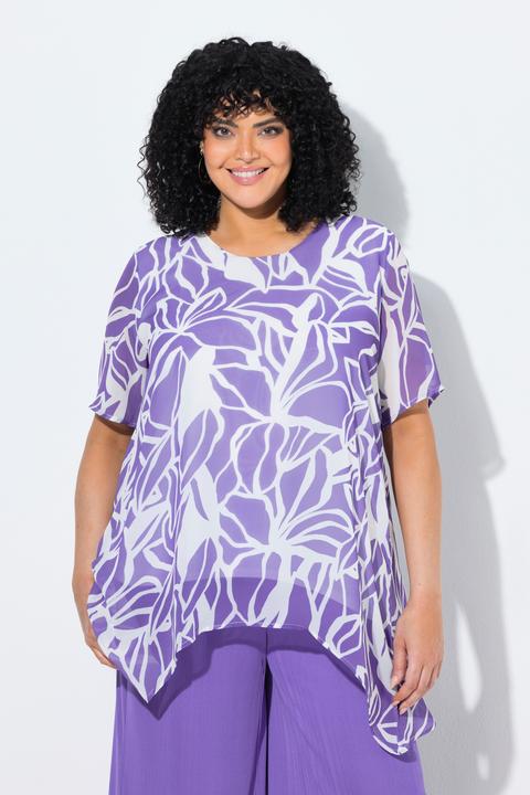 Immagine prodotto Ulla Popken Chiffon-Bluse, Rückenschlitz, Rundhals, Halbarm (42)