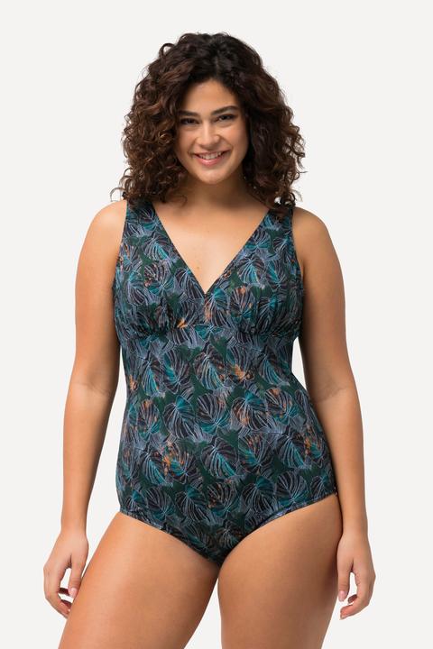 Produktbild Ulla Popken Badeanzug, Dschungelblätter, Softcups, Powermesh-Futter (62)