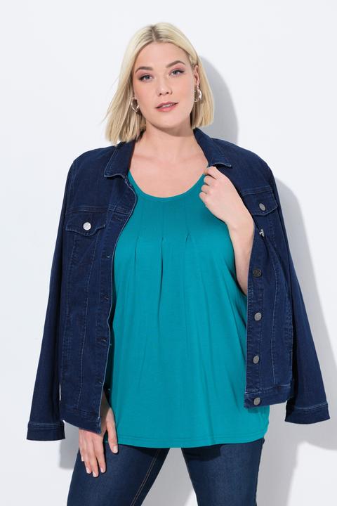 Immagine prodotto Ulla Popken Top dal taglio svasato e smanicato in modal con pieghe decorative e scollo rotondo (54)