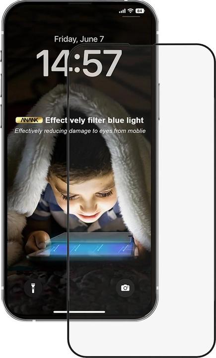 Anank 2.5D Transparentes EyeSafe Edition - Anti-Blaulicht Panzerglas für iPhone 16 (1 Piece, Apple iPhone 16)
