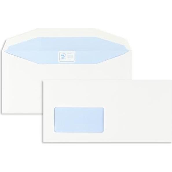 Blanke, Briefumschlag, Kuvertierhüllen 114x235mm 90g/qm gummiert Sonderfenster VE=1000 Stück weiss (1000 x)