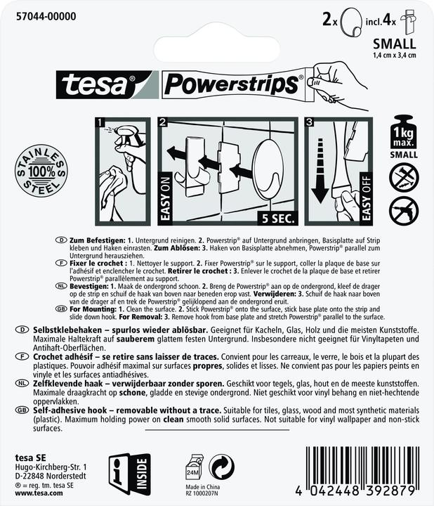 Image du produit tesa Crochet Powerstrips SMALL métal rond