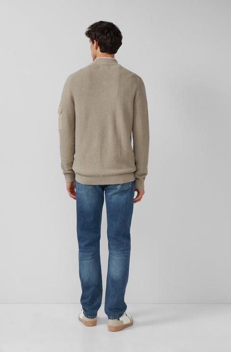 Produktbild s.Oliver Strickpullover Strickpullover aus Baumwolle mit Troyer-Kragen und Strukturmix (L)