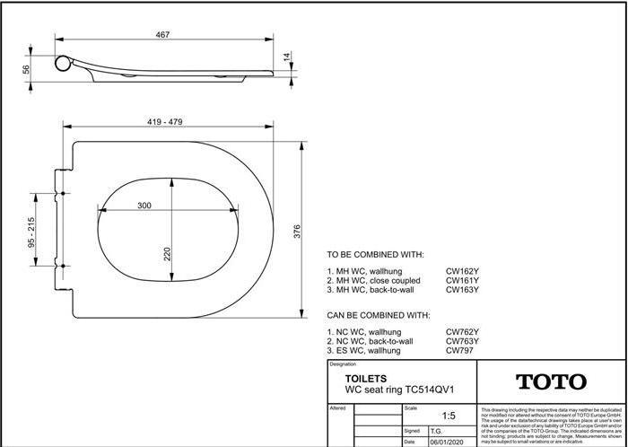 Actual product image TOTO WC seat with soft-closing mechanism, extra flat white