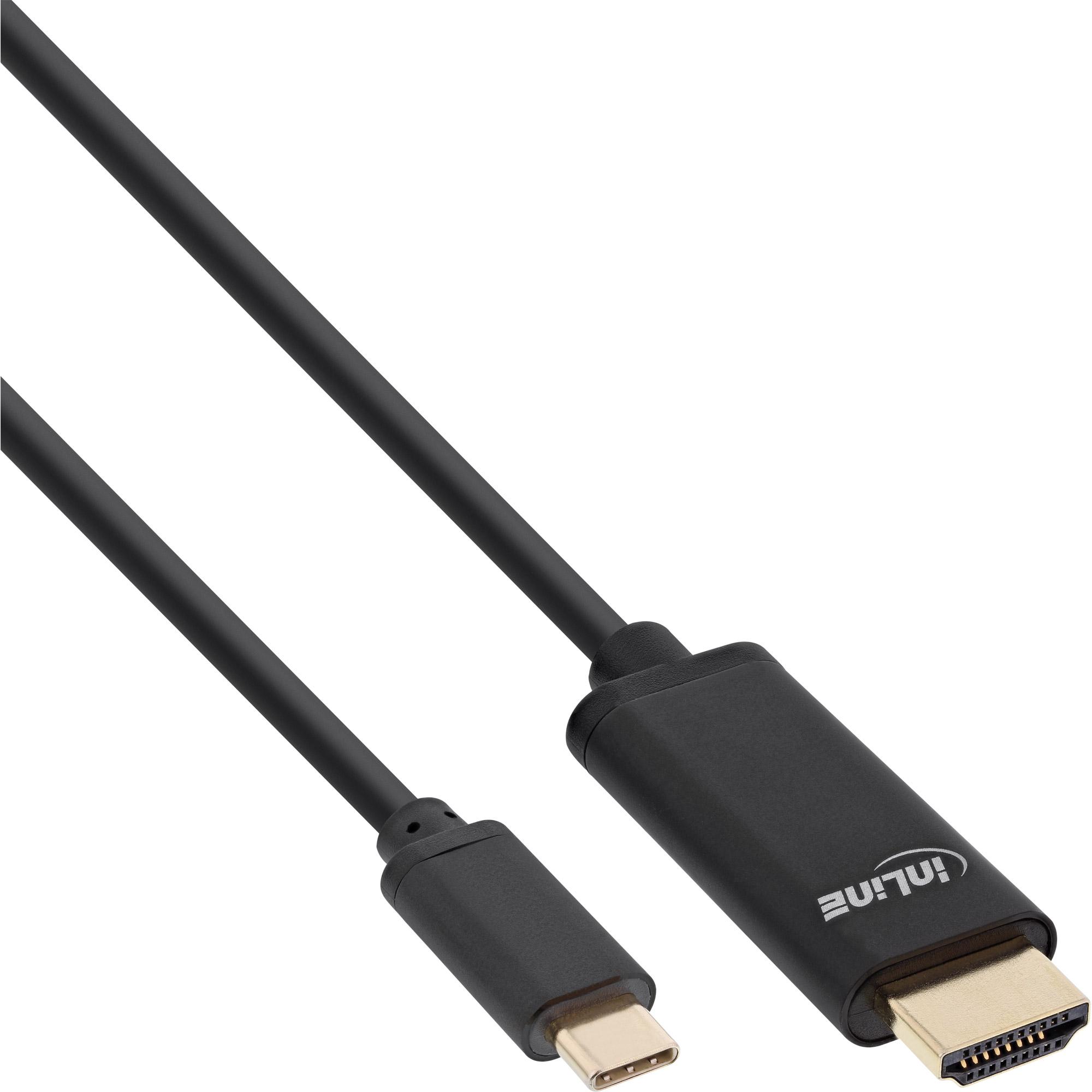 InLine USB C – HDMI (1 m), Cavo video, Nero