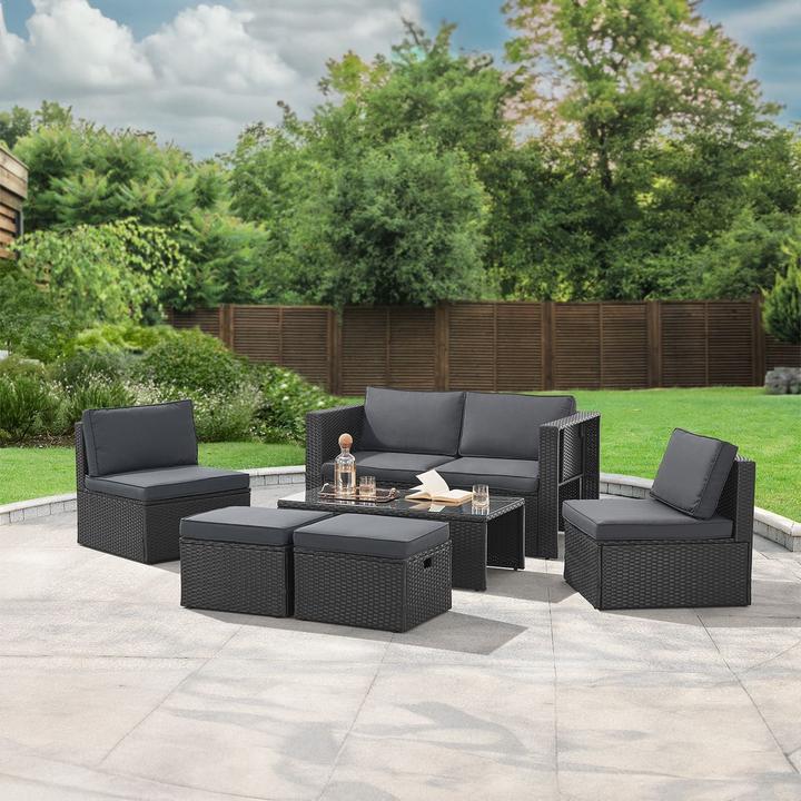 Immagine prodotto Juskys Polyrattan Lounge Salou - Schwarz/Grau