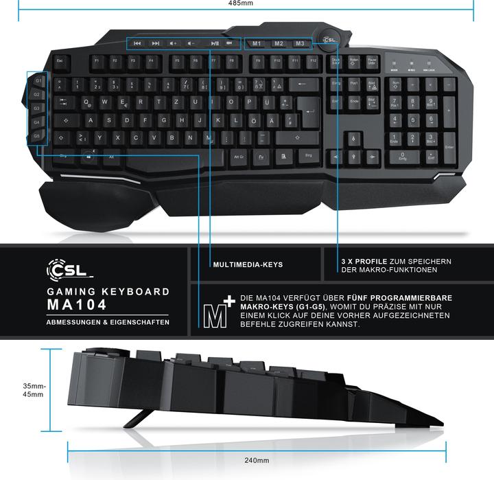 Actual product image CSL Gaming Bundle Keyboard, Mouse & Mouse Pad (Swiss, Cable)