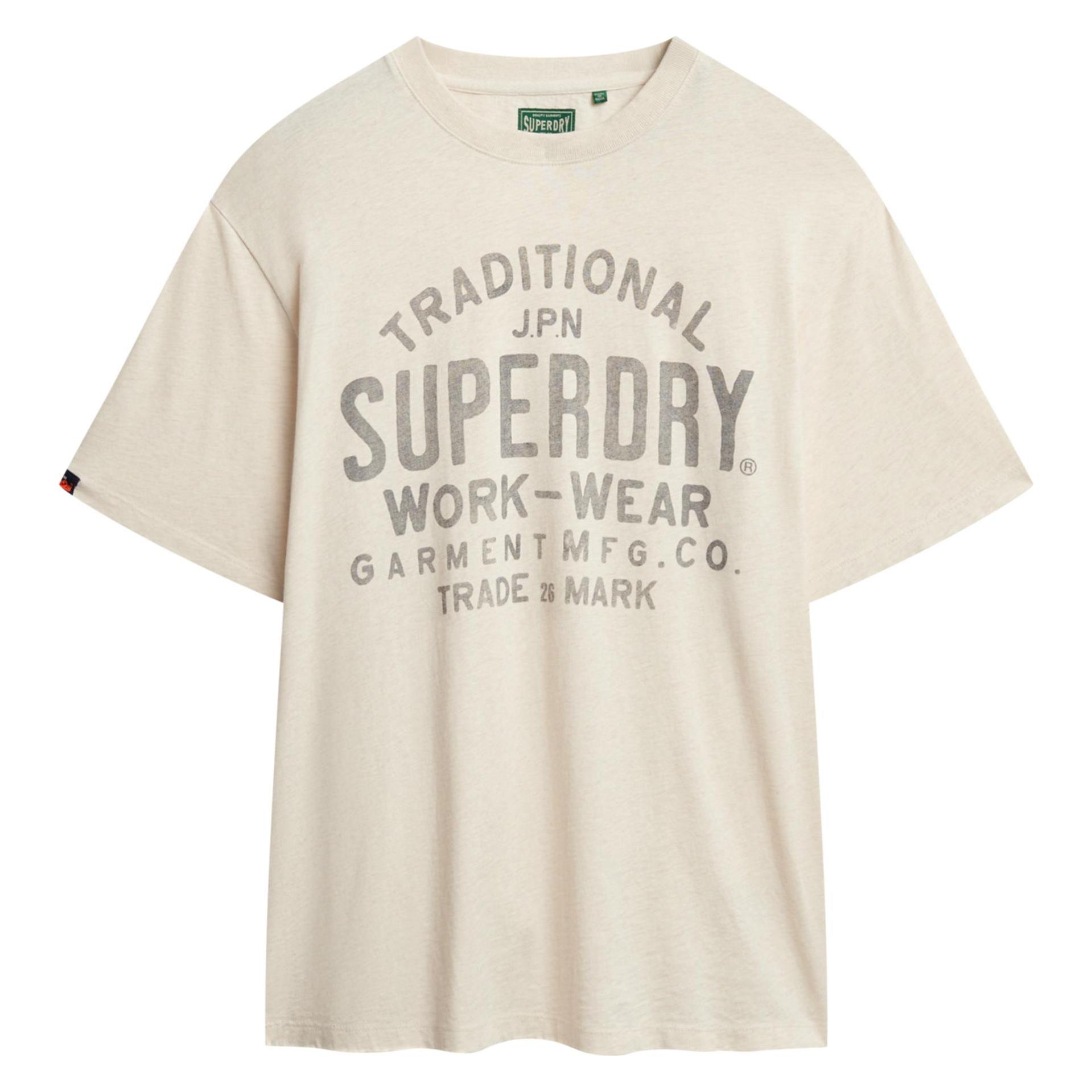 Superdry, Herren, Shirts, Machined Goods Workwear T-Shirt, Weiss, Beige, (L)