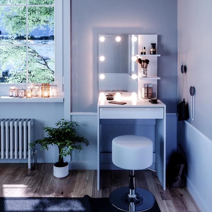 Produktbild Vicco Isabelle mit LED Beleuchtung und Hocker (60 x 40 x 140 cm)
