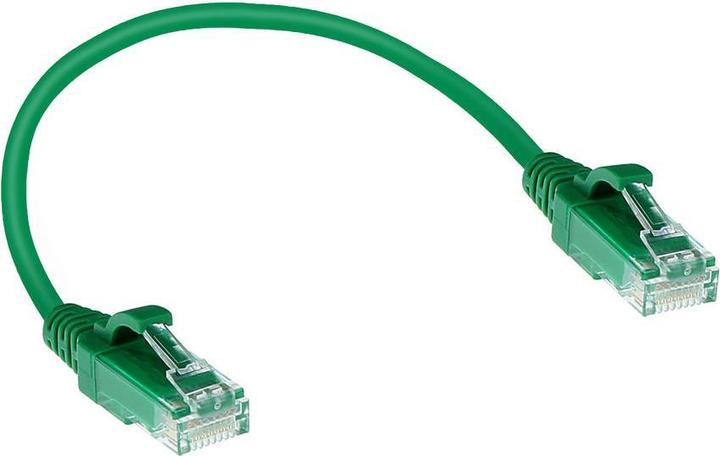 Actual product image Green 0.15 meter LSZH U/UTP CAT6 datacenter slimline patch cable snagless with RJ45 connectors (U/UTP, CAT6, 0.15 m)