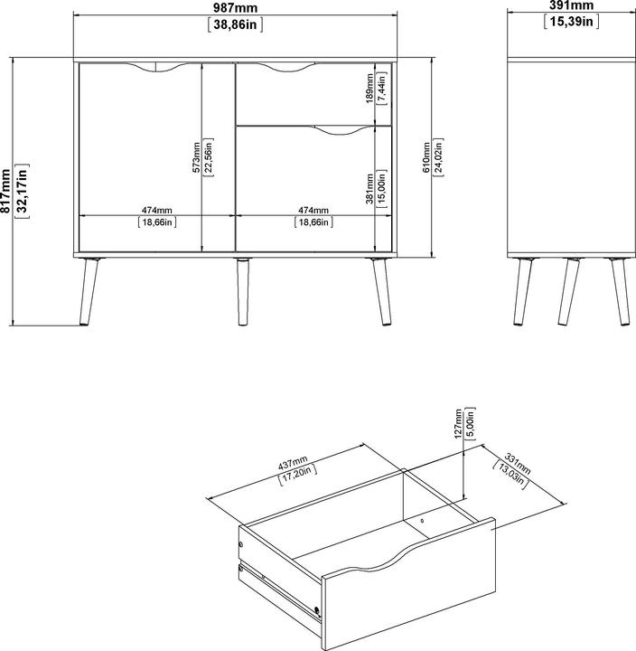 Image du produit Tvilum Oslo (98.50 x 39 x 81.50 cm)