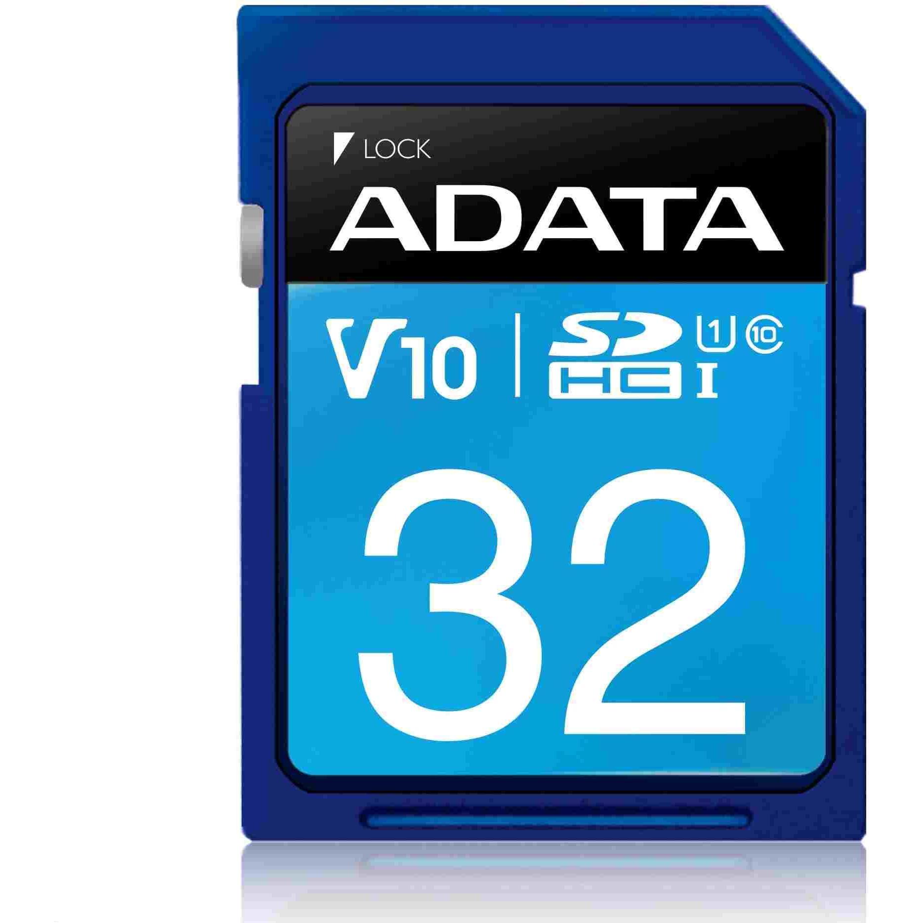 Adata Scheda SDHC 32GB,, Premier UHS-I C10 (32 GB, SDHC, U1, UHS-I), Scheda di memoria, Blu, Nero