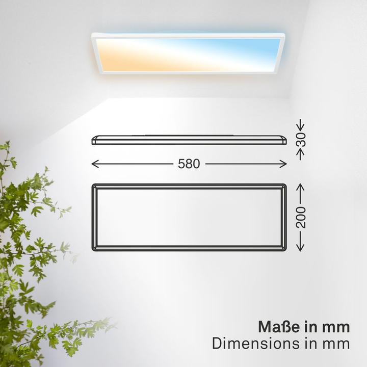 Actual product image B.K.Licht SHALLOW ultraflaches LED Panel, IP44, weiss, 580x200 (3000 lm)