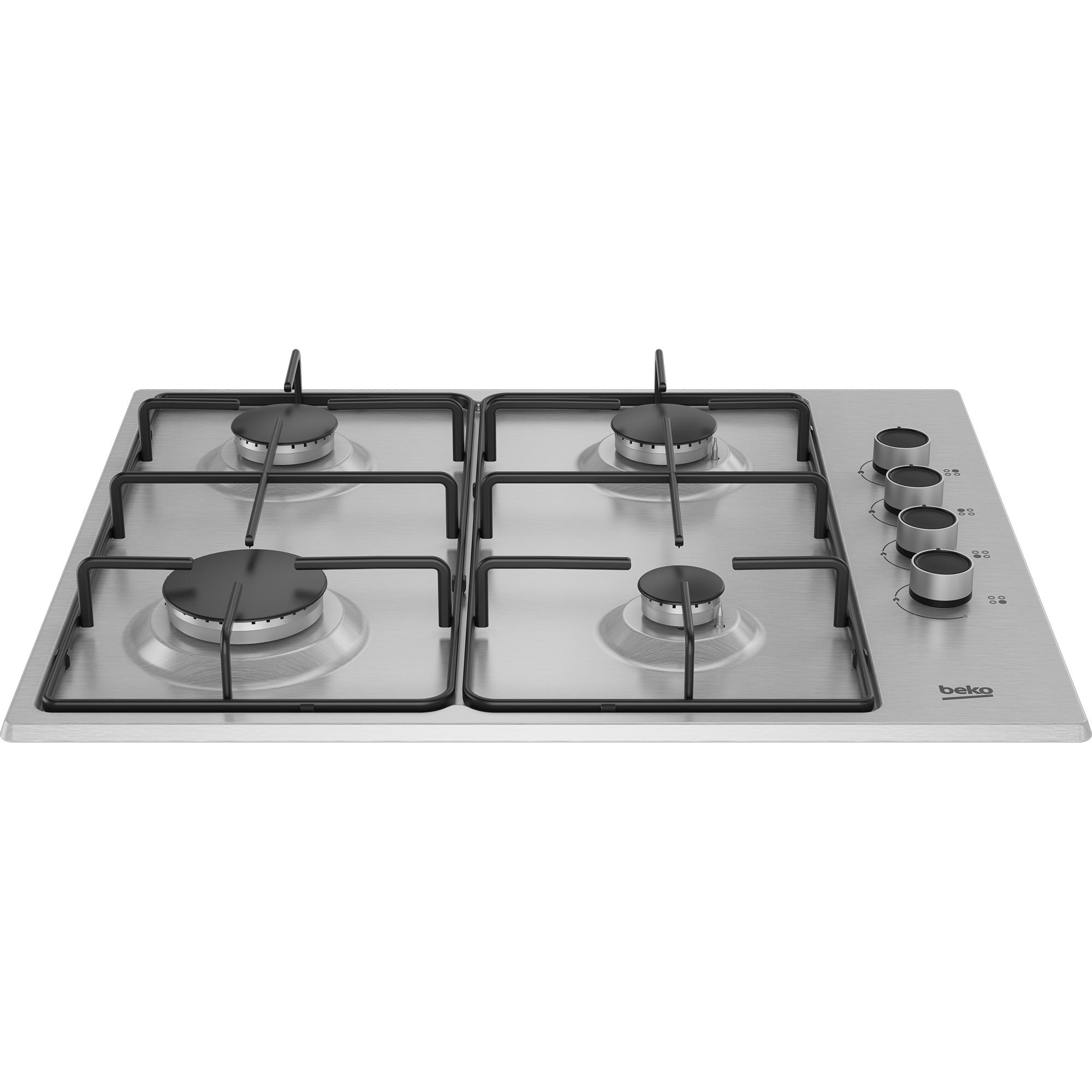 Beko HIBG64120SX Kochfeld Edelstahl Integriert Gaskochfeld 4 Zone(n), Kochfeld, Silber