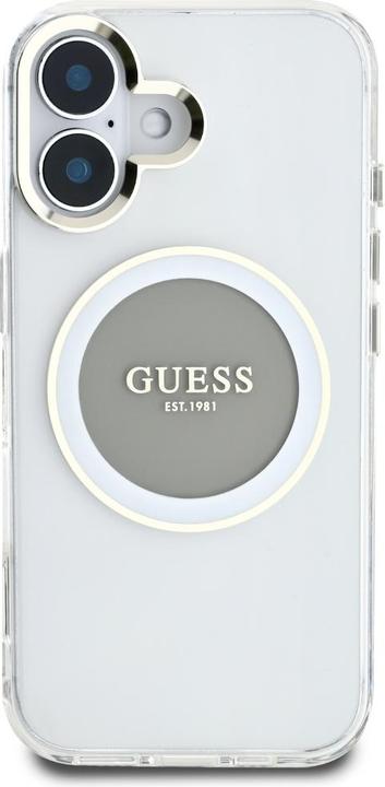Immagine prodotto Guess Case IML Metal Colored Circle Classic Logo MagSafe for iPhone 16 grey (Apple iPhone 16)