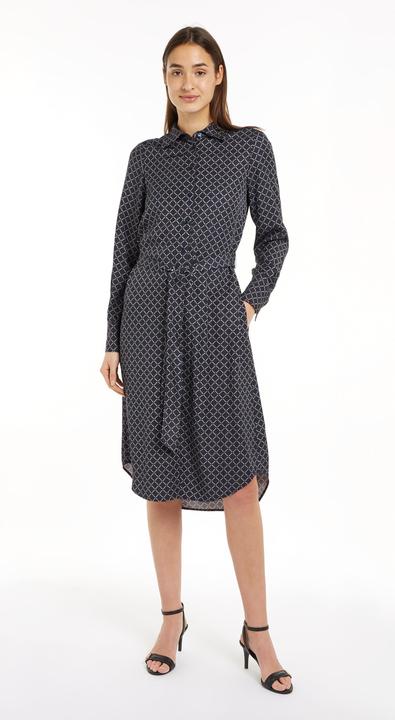 Image du produit Tommy Hilfiger Diamond Monotype Dames Jurk Viscose - Blauw - Maat 38 (38)