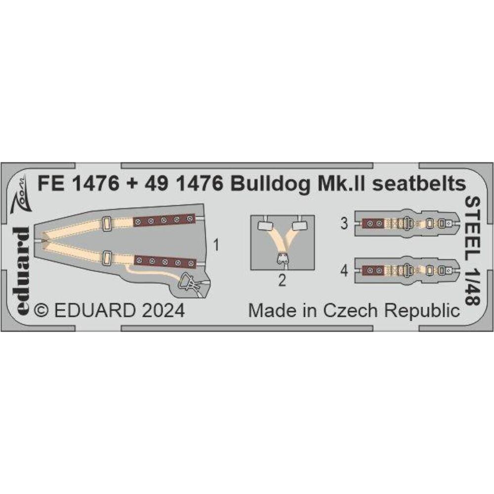 Eduard Bulldog Mk.II seatbelts STEEL
