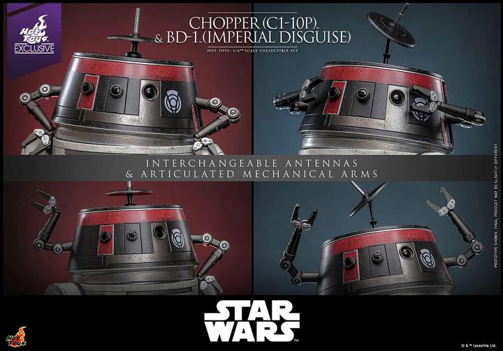 Actual product image Hot Toys Star Wars Actionfigur Set 1/6 Chopper (C1-10P™) & BD-1™ (Imperial Disguise) 18 cm & 8 cm