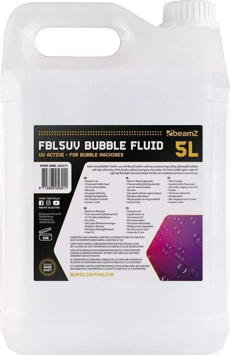 Actual product image BeamZ Bubble Liquid UV (Bubble fluid)