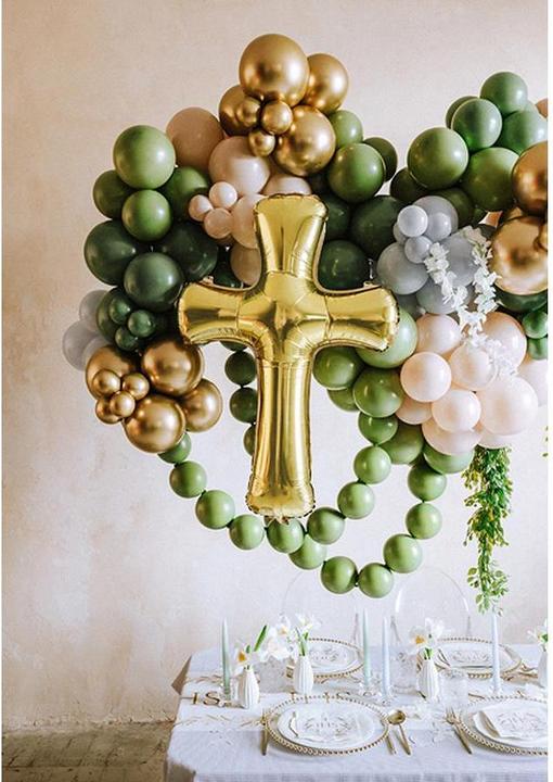 Actual product image Partydeco Gold foil balloon cross, 103.5 x 74.5 cm (1x)