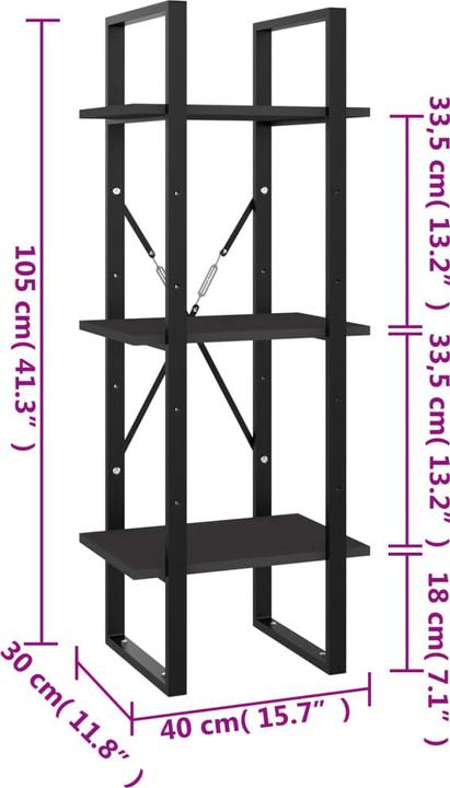 Actual product image vidaXL Bücherregal (40 x 30 x 105 cm)